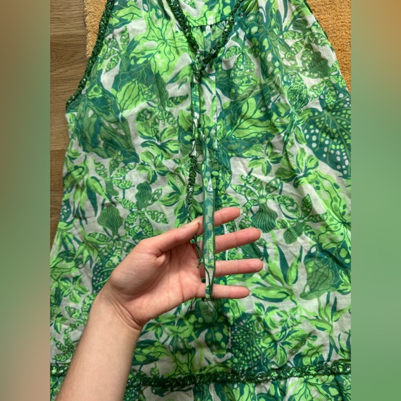 NWT Poupette St Barth Mini Dali Cotton Sari Gauze Dress Green Jengel - Picture 10 of 13